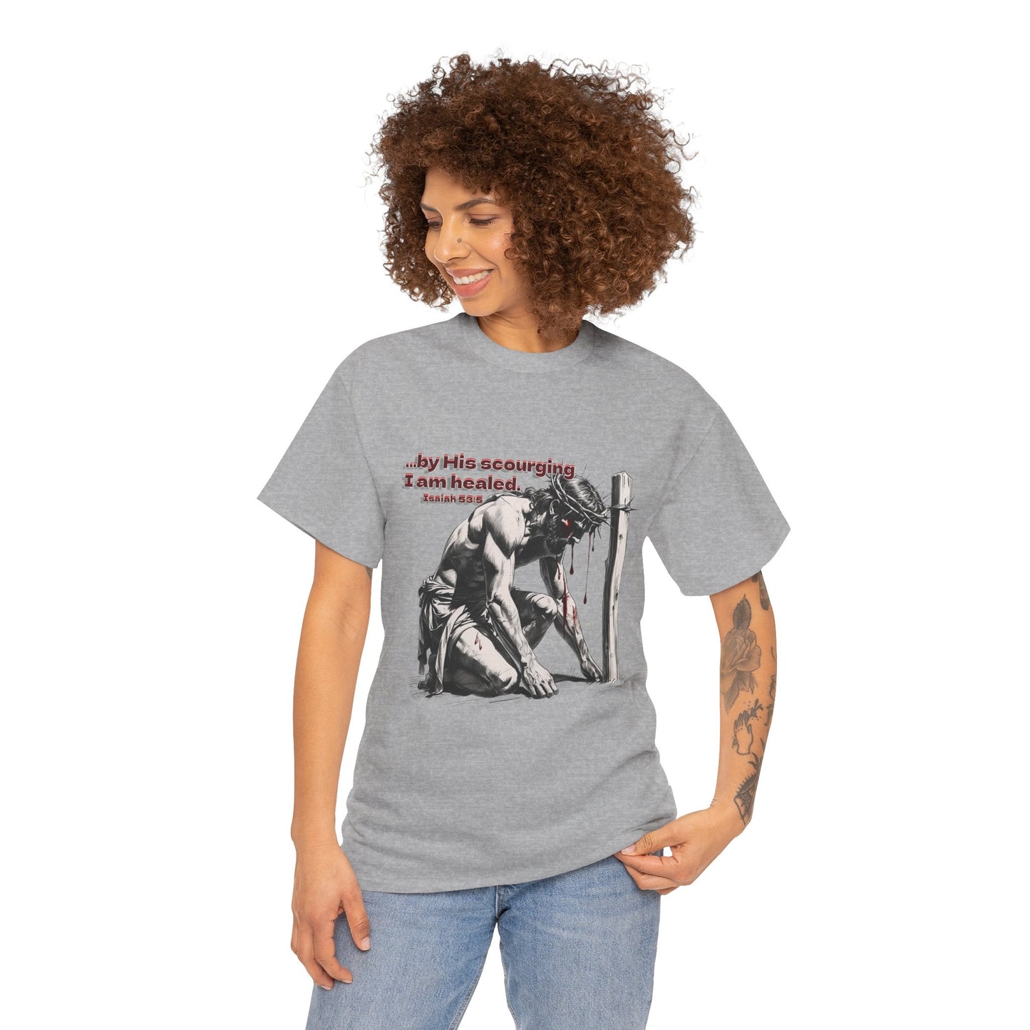By His Strips - T-Shirt, Faith Inspired Gift, Spiritual Apparel, Church Wear