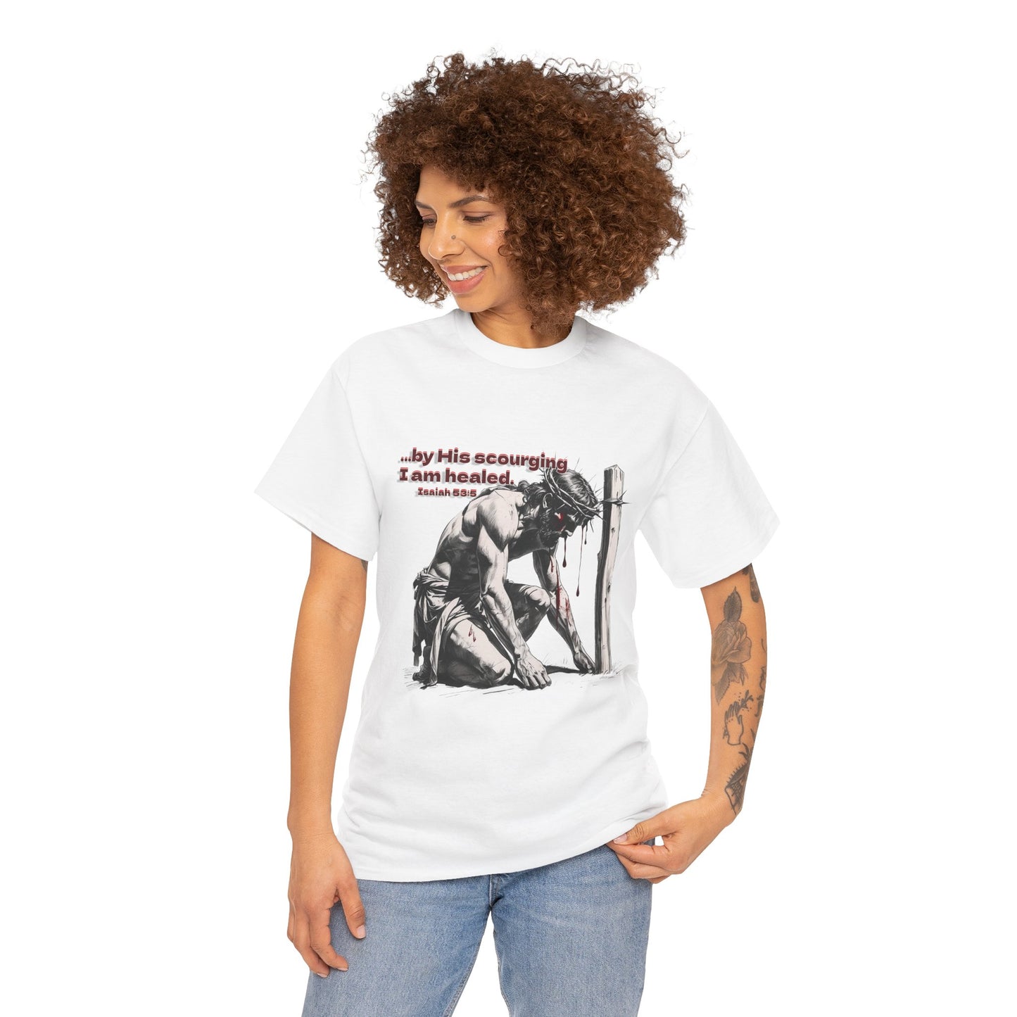 By His Strips - T-Shirt, Faith Inspired Gift, Spiritual Apparel, Church Wear
