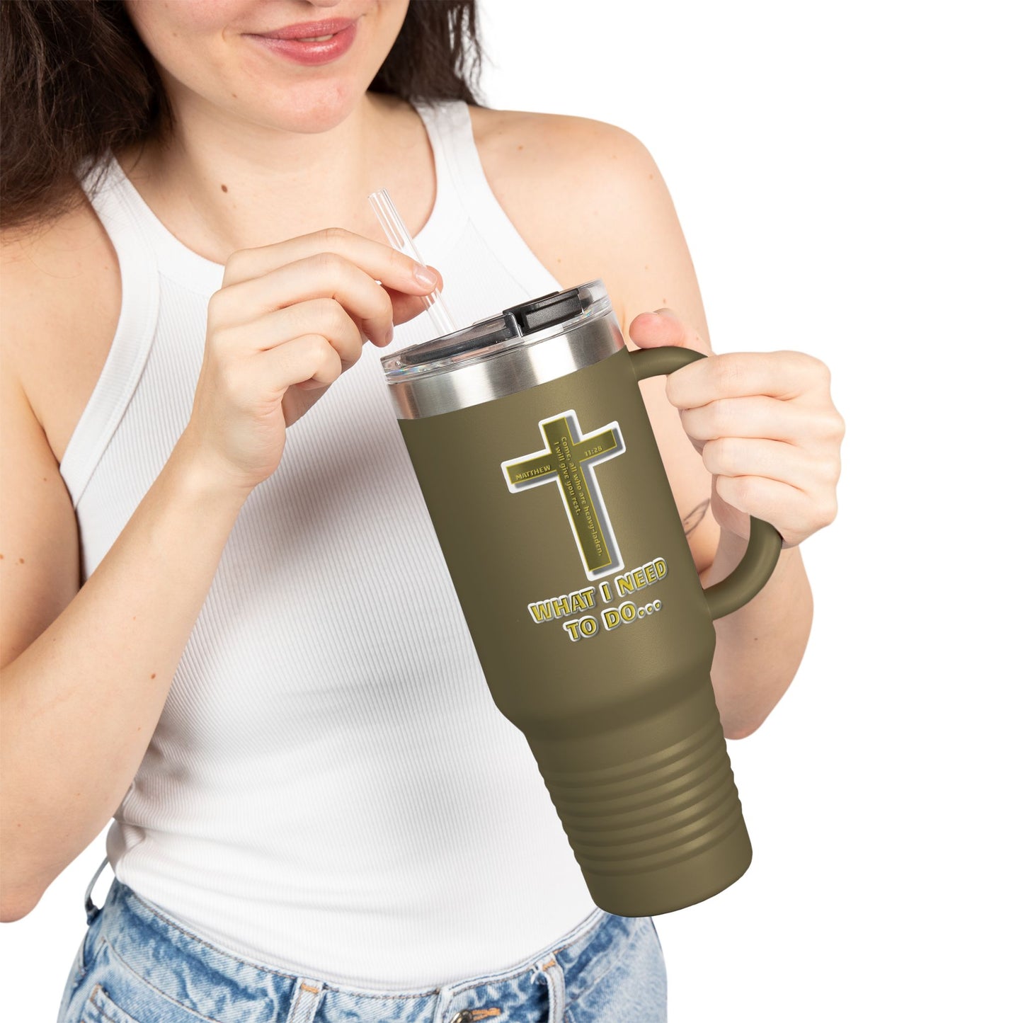 Faith-Inspired Insulated Travel Mug, 40oz | Perfect for Daily Motivation, Coffee Lovers, Christian Gifts, Travel, and Nature Adventures