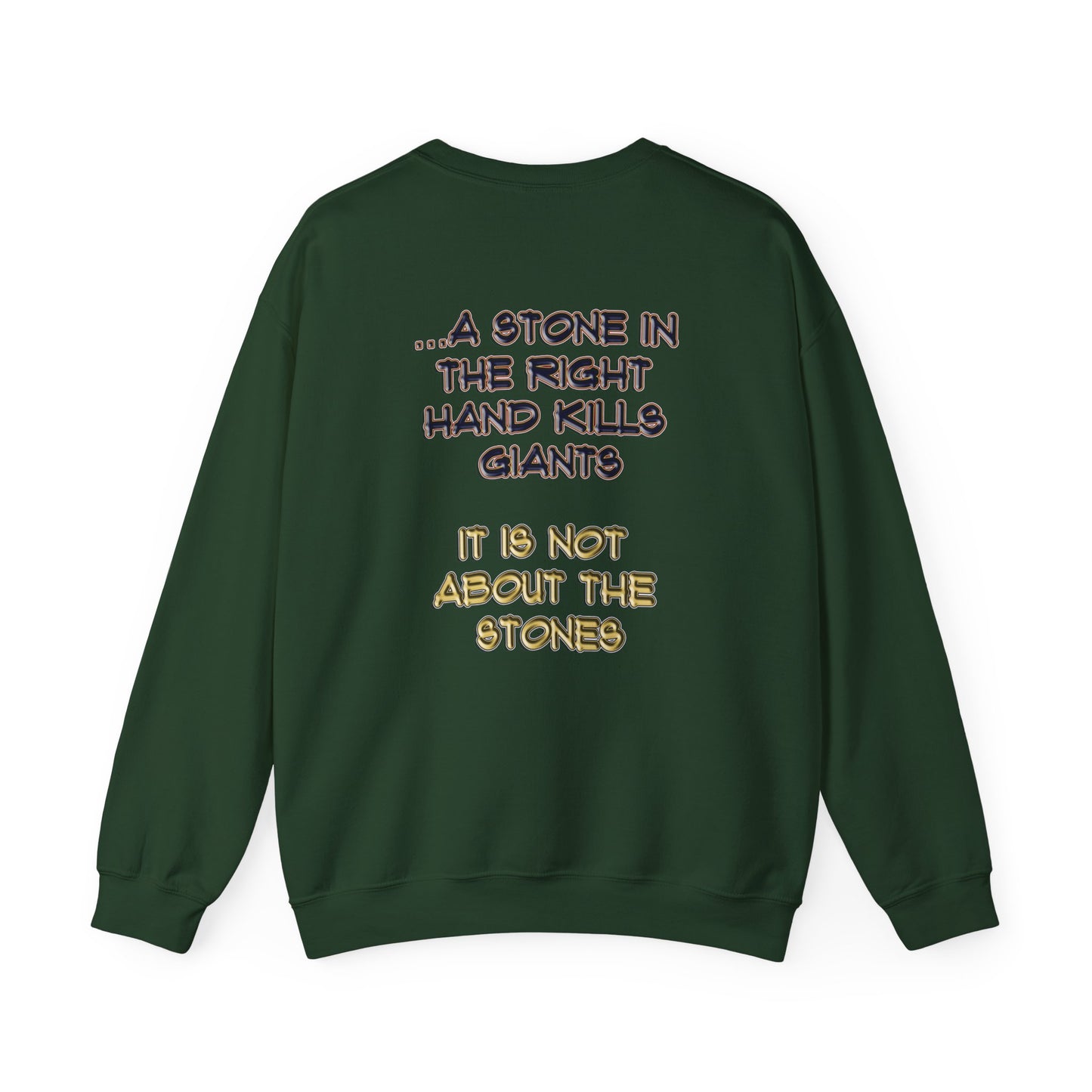 A Stone In The Right Hand Kills Giants Christian Sweatshirt - David and Goliath Faith Apparel - Biblical Wisdom Crewneck