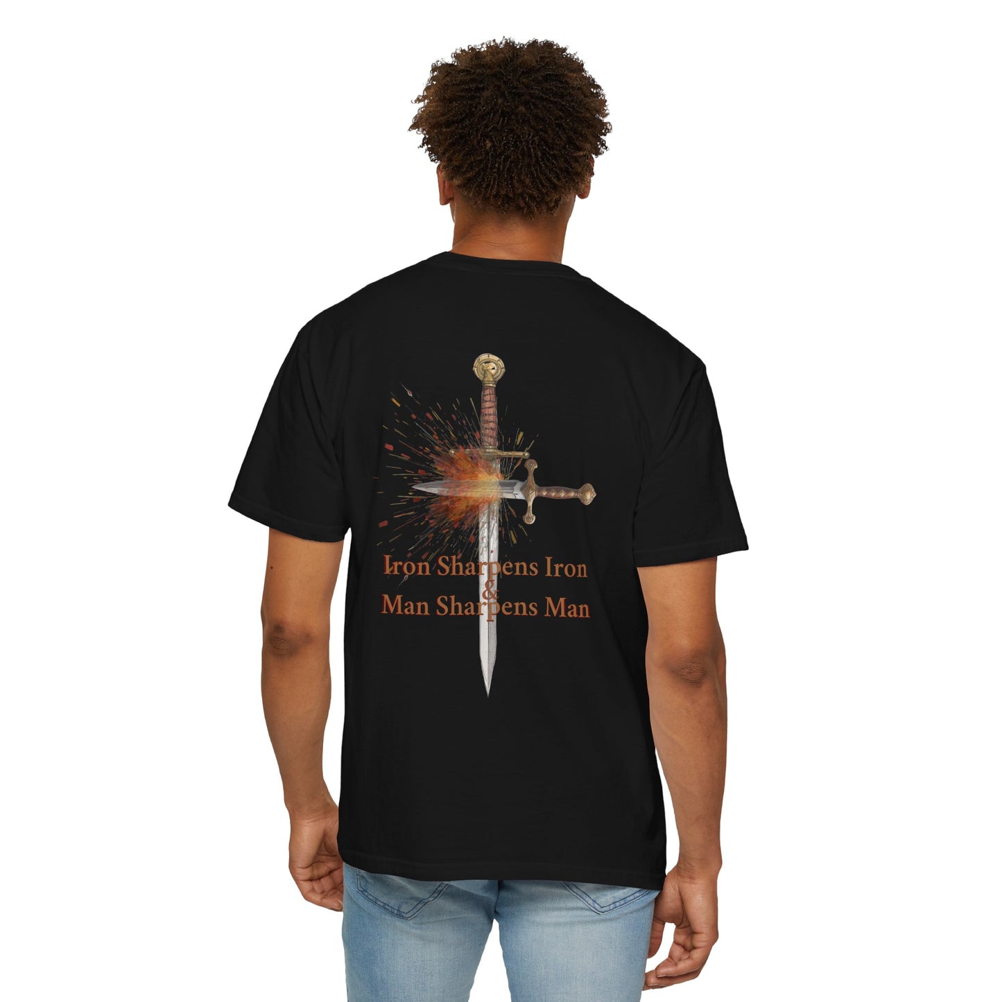 Iron Sharpens Iron Christian T-Shirt - Proverbs 27:17 Faith Apparel - Man Sharpens Man Inspirational Clothing