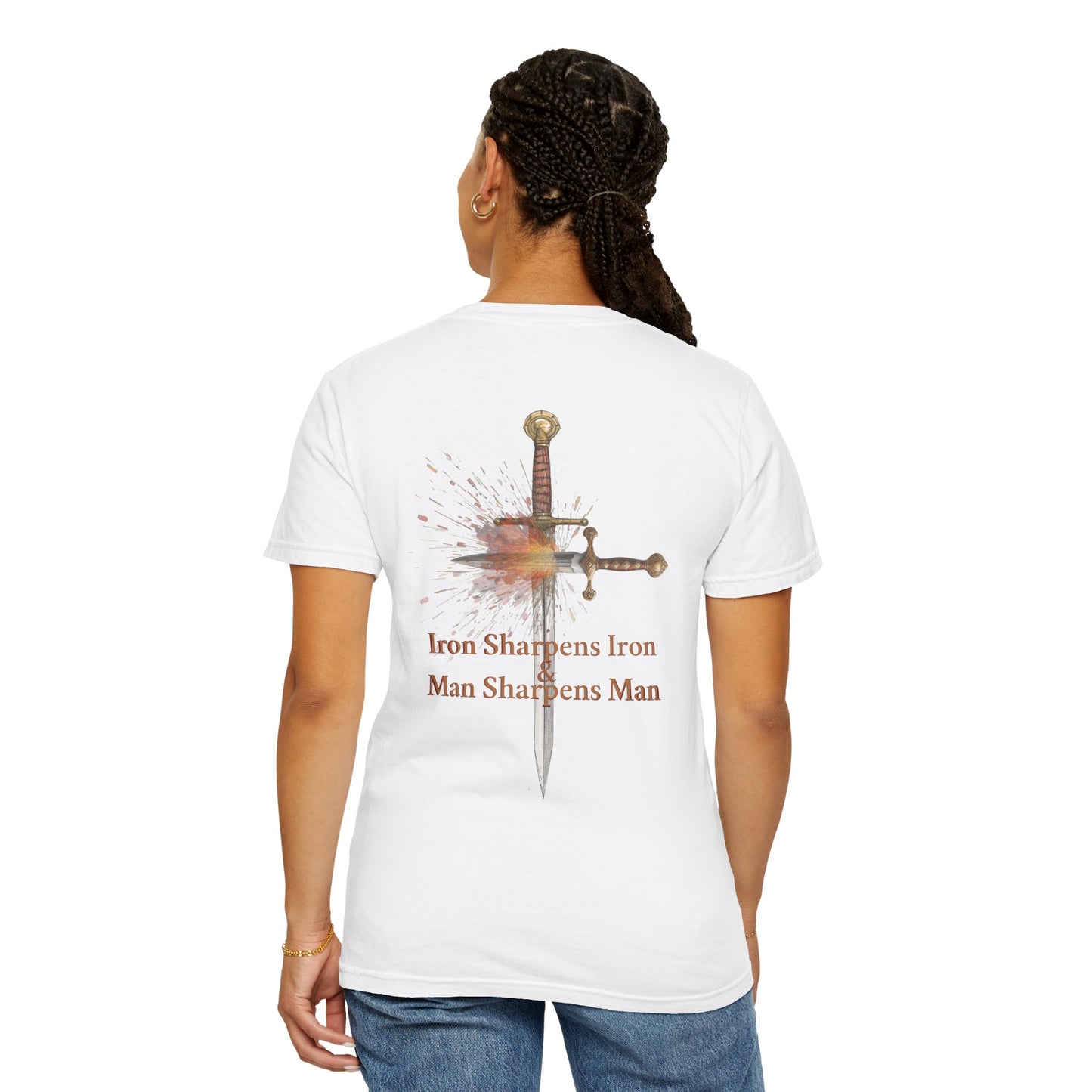 Iron Sharpens Iron Christian T-Shirt - Proverbs 27:17 Faith Apparel - Man Sharpens Man Inspirational Clothing