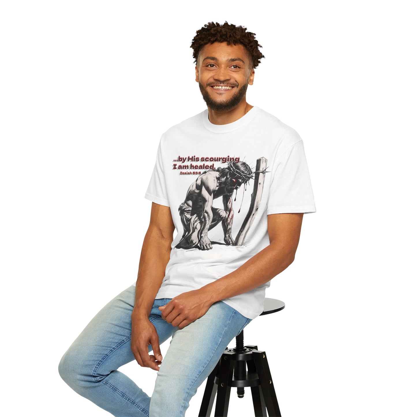 By His Strips Christian T-Shirt | Faith-Inspired Comfort Colors Apparel | Healing Message