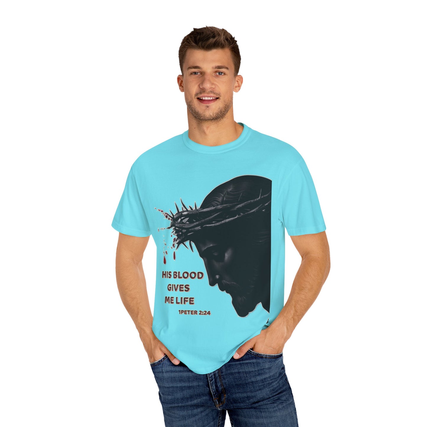 His Blood Gives Me Life Christian T-Shirt | Religious Apparel | Comfort Colors Spiritual Gift