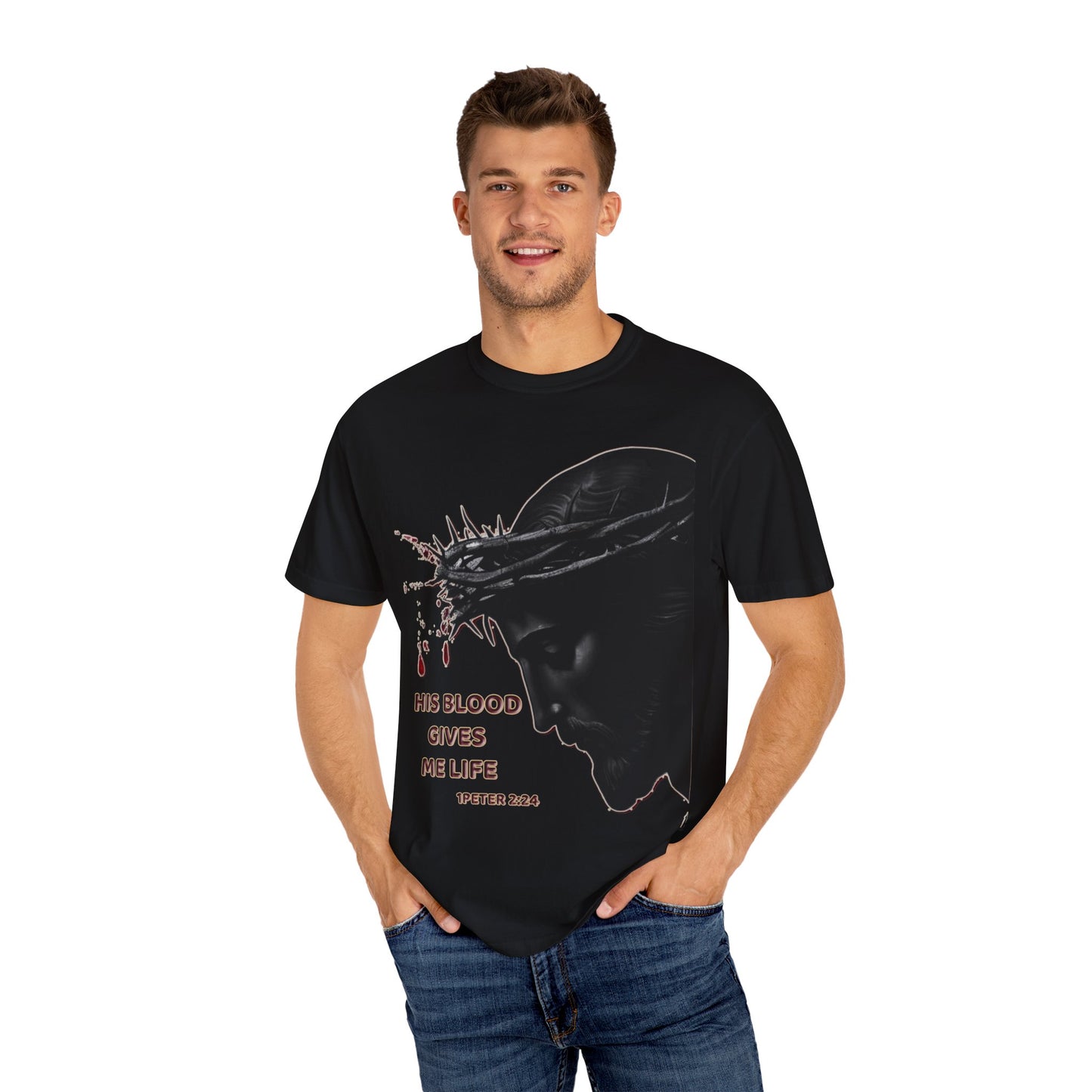 His Blood Gives Me Life Christian T-Shirt | Religious Apparel | Comfort Colors Spiritual Gift
