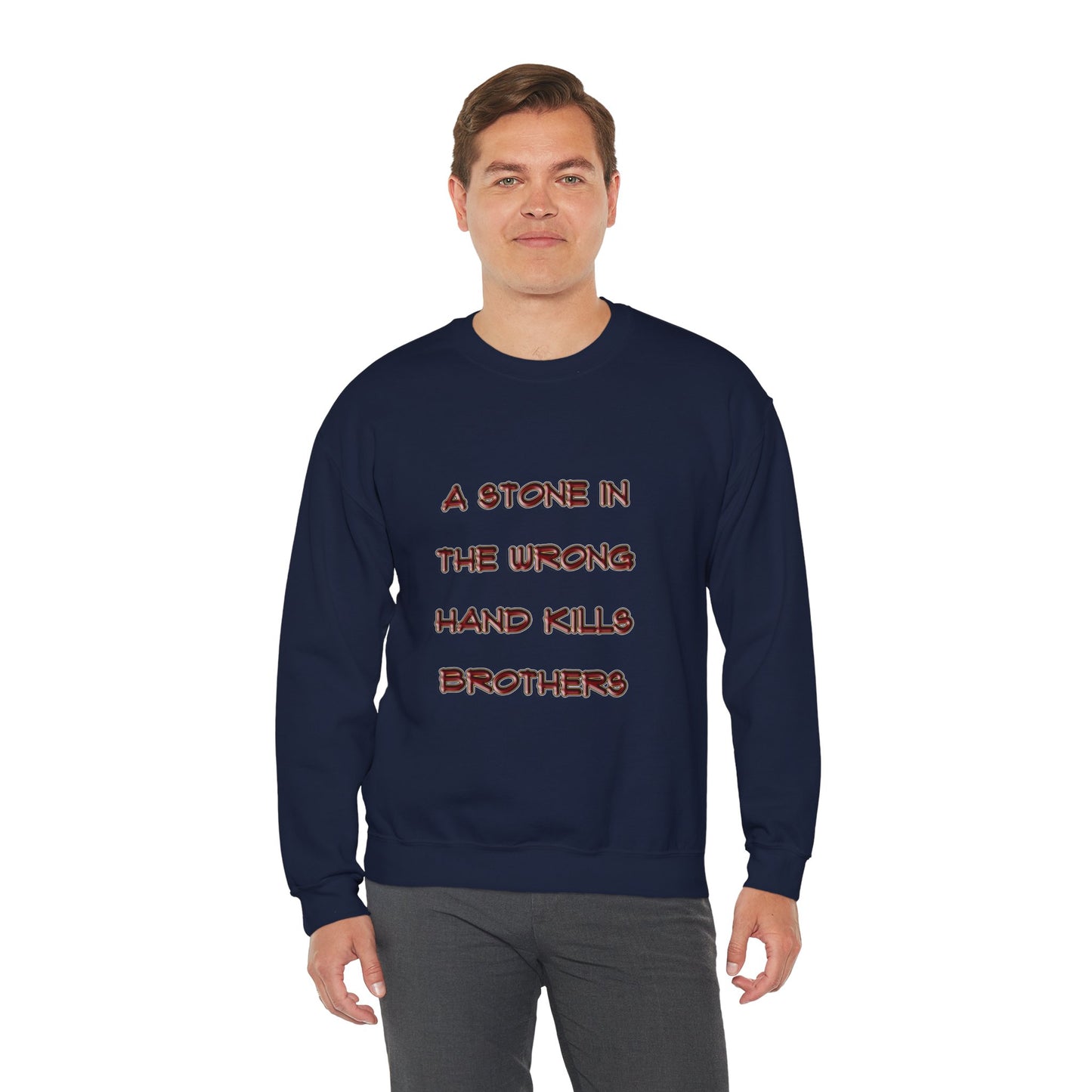 A Stone In The Right Hand Kills Giants Christian Sweatshirt - David and Goliath Faith Apparel - Biblical Wisdom Crewneck
