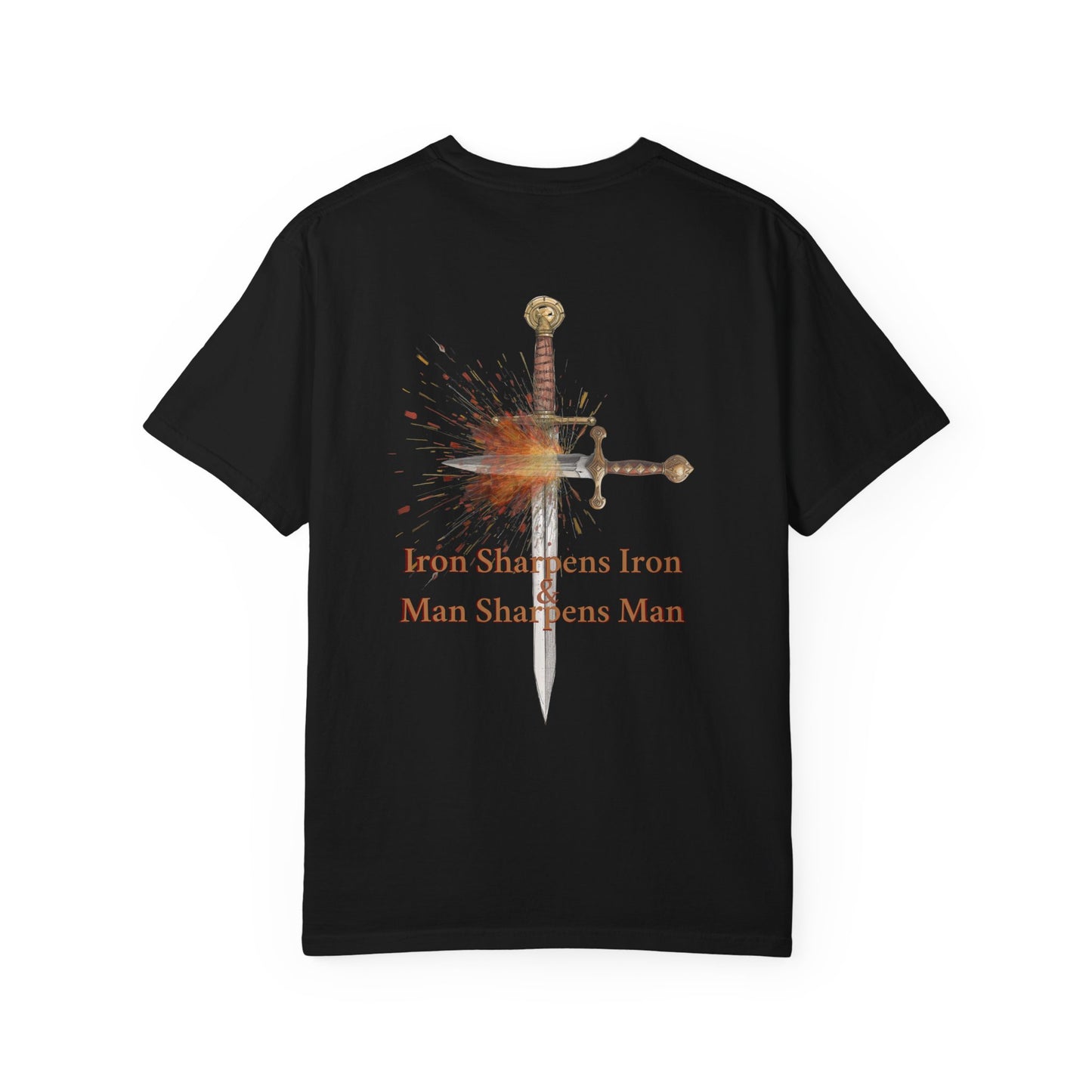 Iron Sharpens Iron Christian T-Shirt - Proverbs 27:17 Faith Apparel - Man Sharpens Man Inspirational Clothing