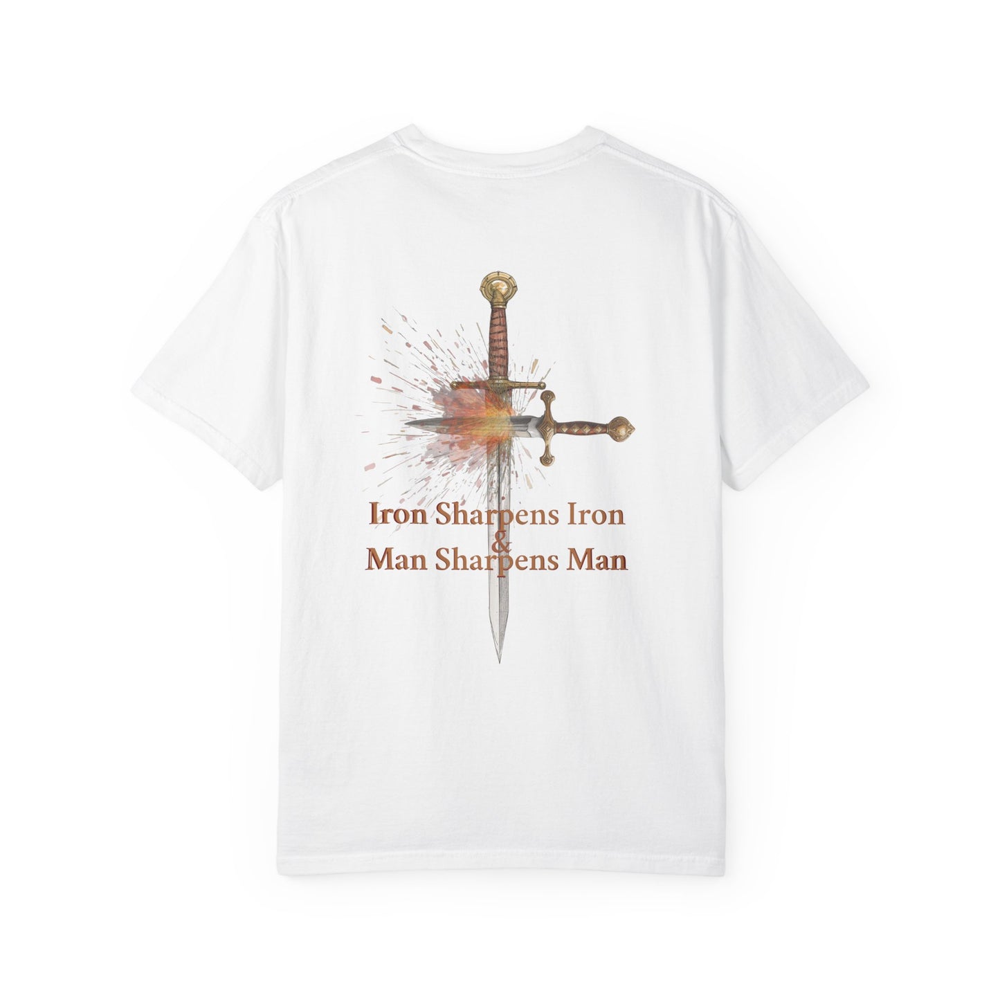 Iron Sharpens Iron Christian T-Shirt - Proverbs 27:17 Faith Apparel - Man Sharpens Man Inspirational Clothing