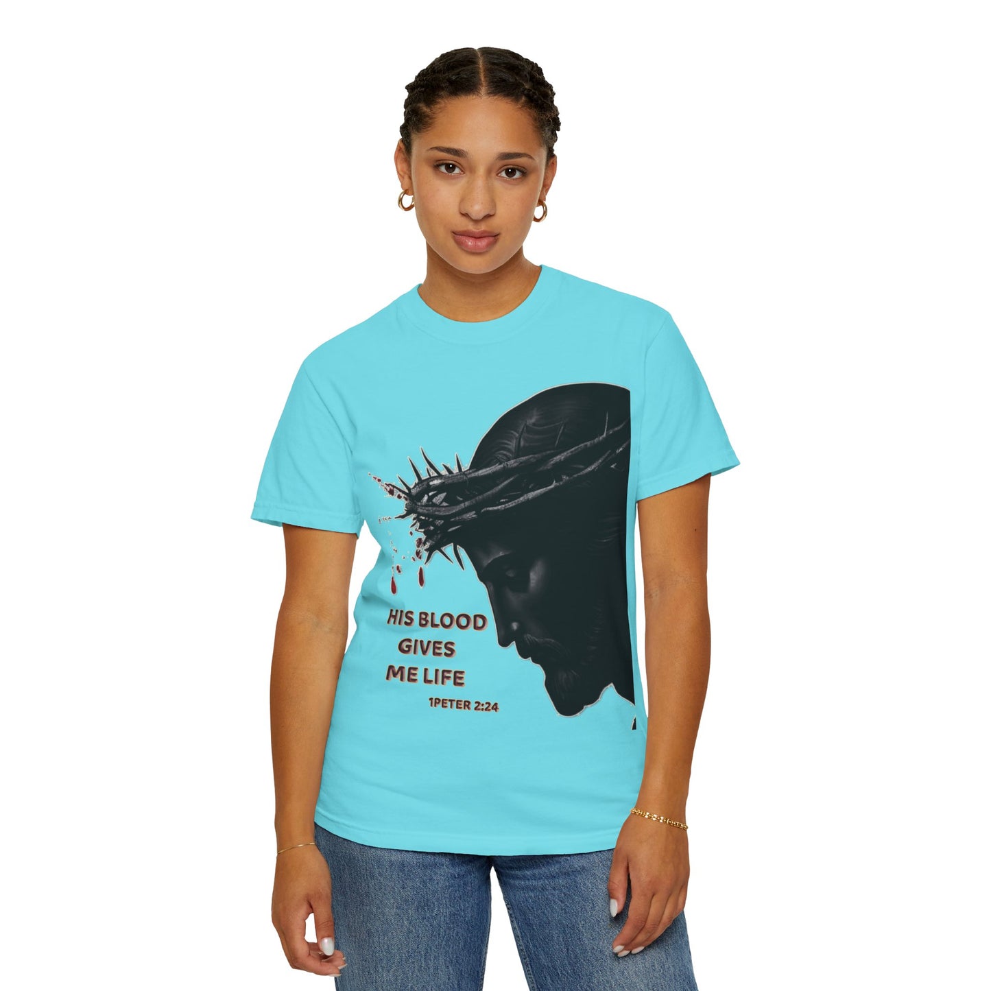 His Blood Gives Me Life Christian T-Shirt | Religious Apparel | Comfort Colors Spiritual Gift