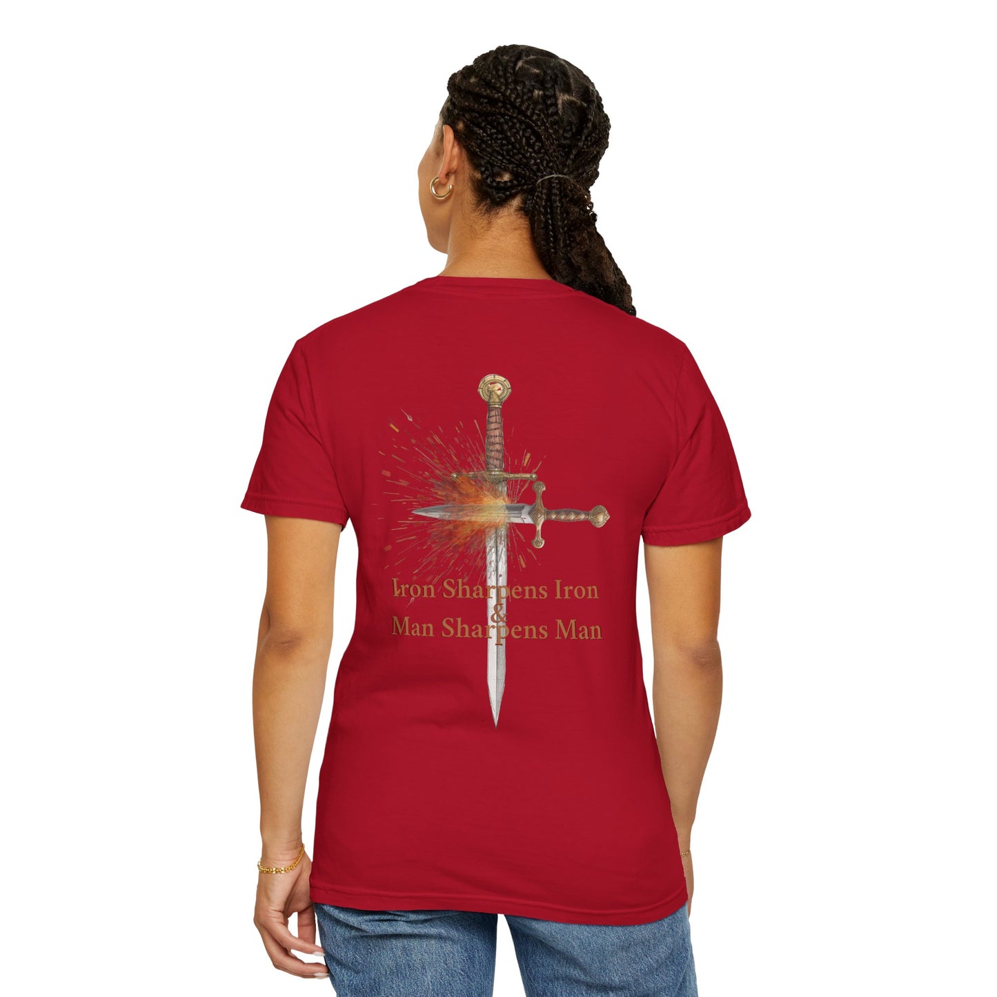 Iron Sharpens Iron Christian T-Shirt - Proverbs 27:17 Faith Apparel - Man Sharpens Man Inspirational Clothing