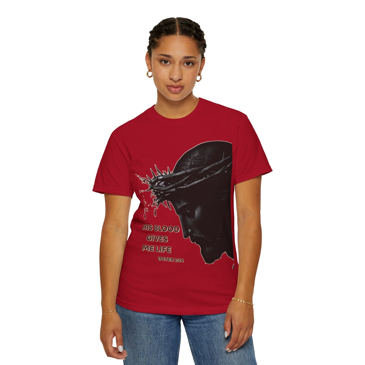 His Blood Gives Me Life Christian T-Shirt | Religious Apparel | Comfort Colors Spiritual Gift