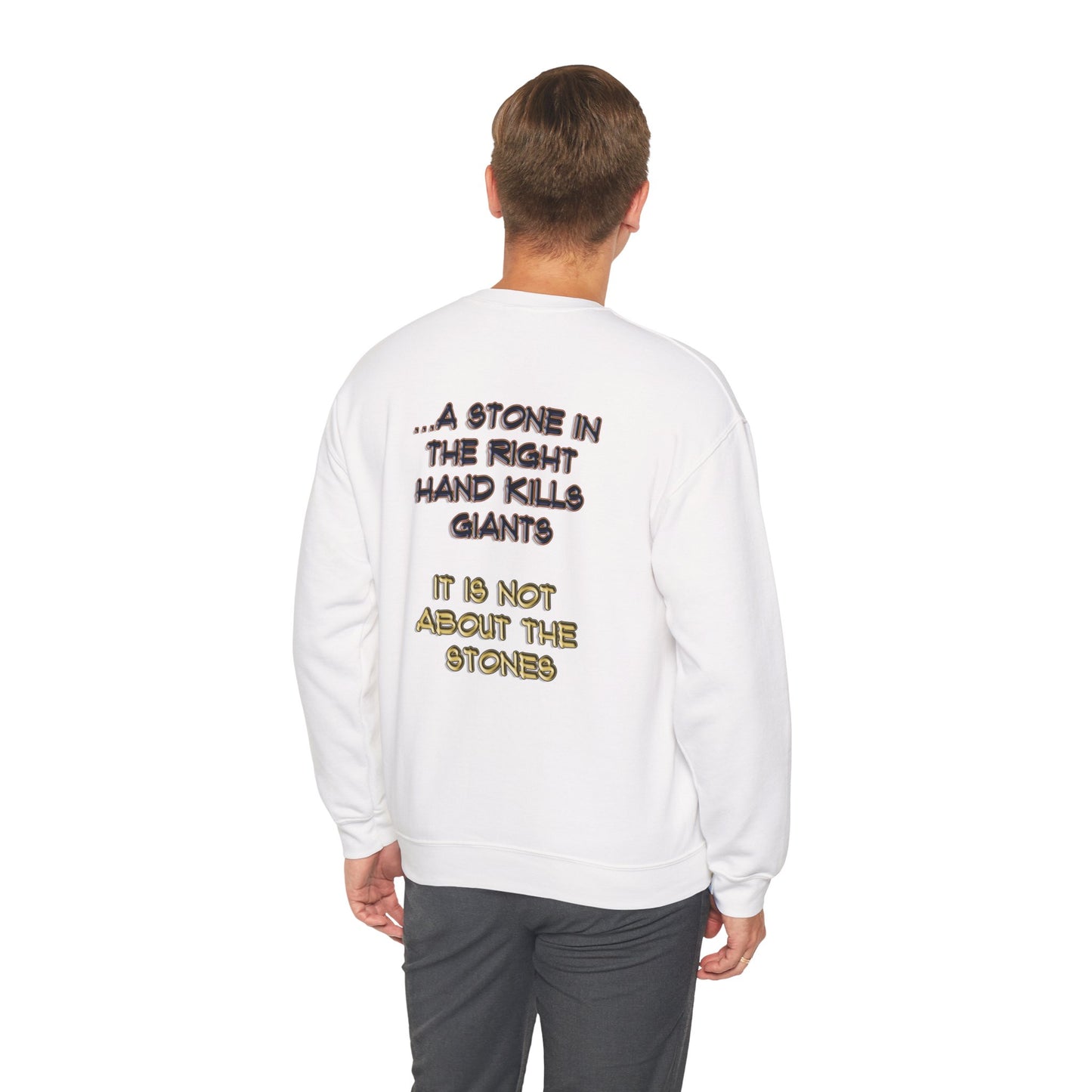 A Stone In The Right Hand Kills Giants Christian Sweatshirt - David and Goliath Faith Apparel - Biblical Wisdom Crewneck