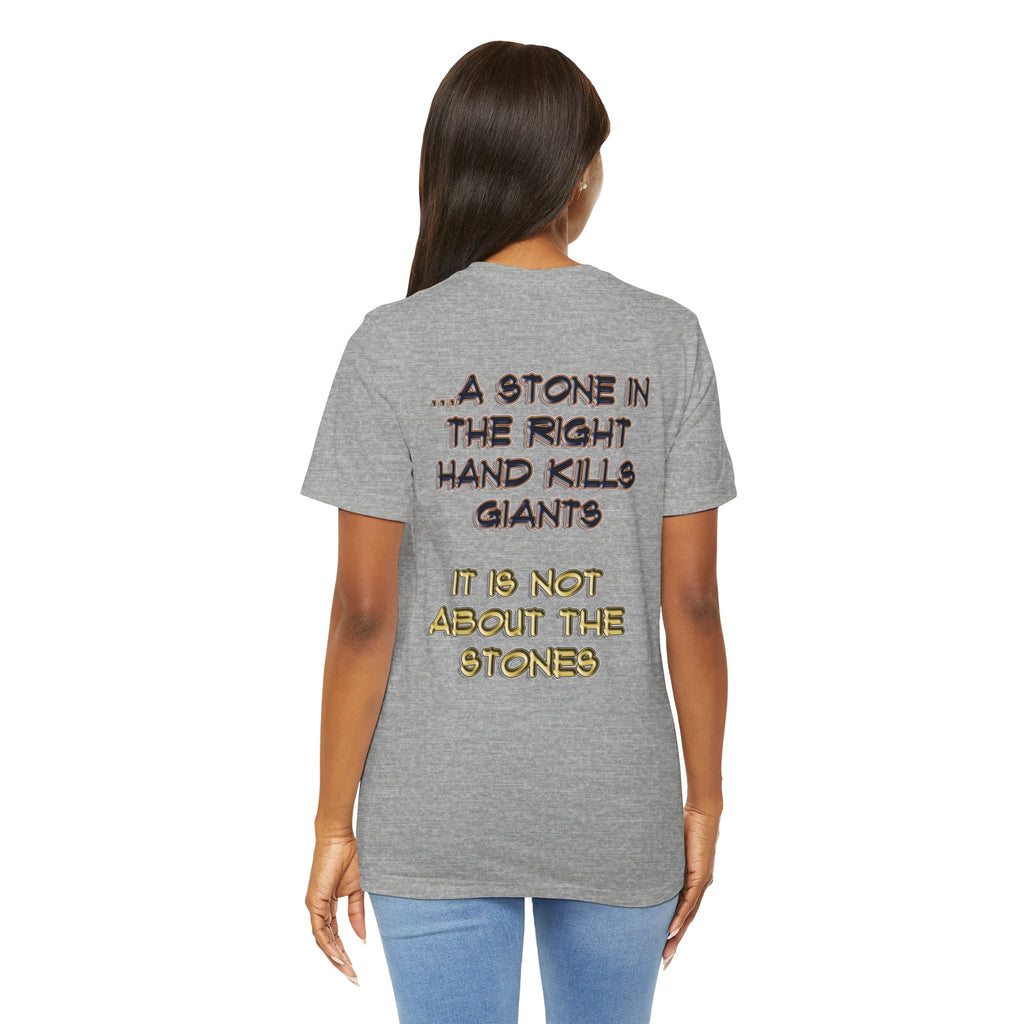 "A Stone - T-Shirt: Genesis 4:8 | 1 Samuel 17:49-50 | Two Men, Two Hearts"