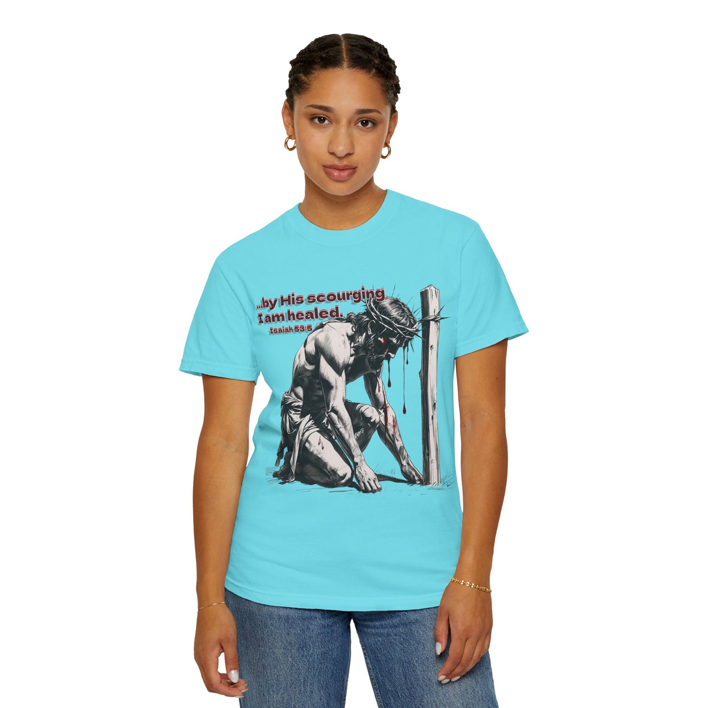 By His Strips Christian T-Shirt | Faith-Inspired Comfort Colors Apparel | Healing Message