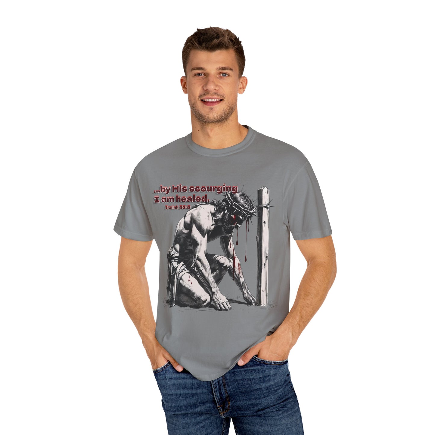 By His Strips Christian T-Shirt | Faith-Inspired Comfort Colors Apparel | Healing Message