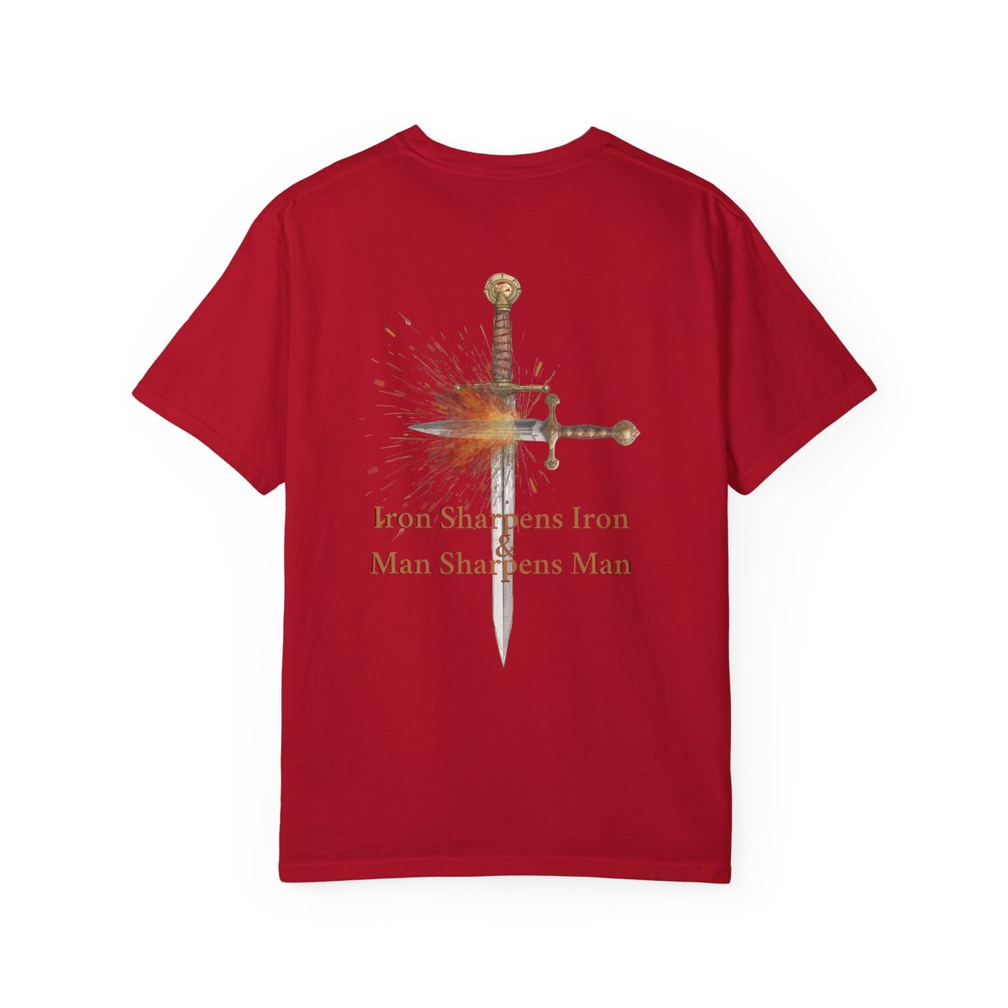 Iron Sharpens Iron Christian T-Shirt - Proverbs 27:17 Faith Apparel - Man Sharpens Man Inspirational Clothing