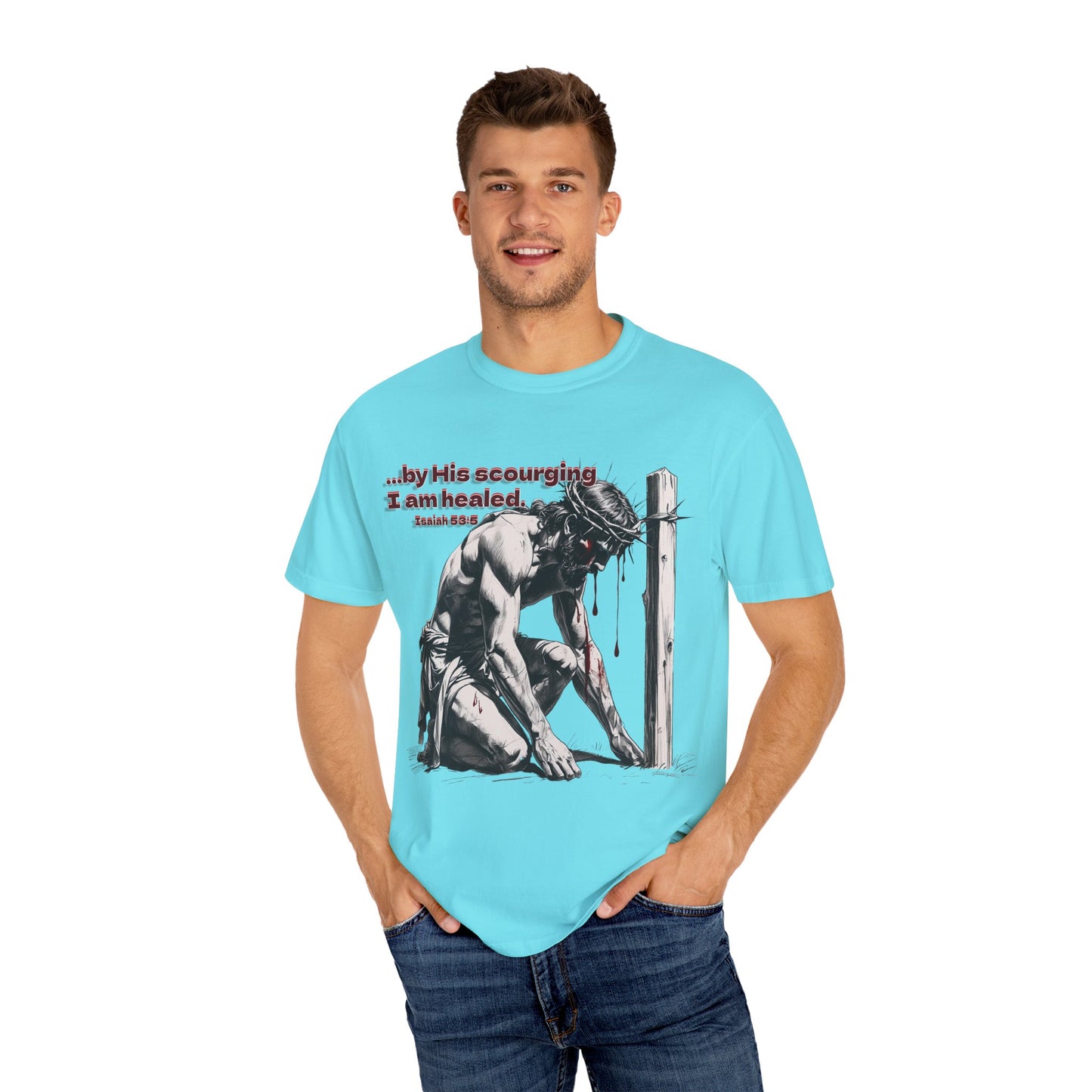 By His Strips Christian T-Shirt | Faith-Inspired Comfort Colors Apparel | Healing Message