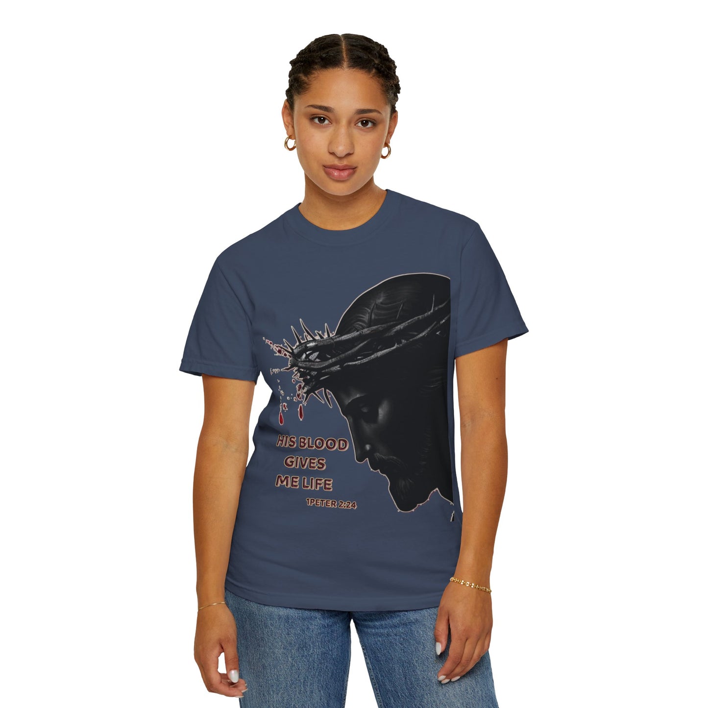 His Blood Gives Me Life Christian T-Shirt | Religious Apparel | Comfort Colors Spiritual Gift