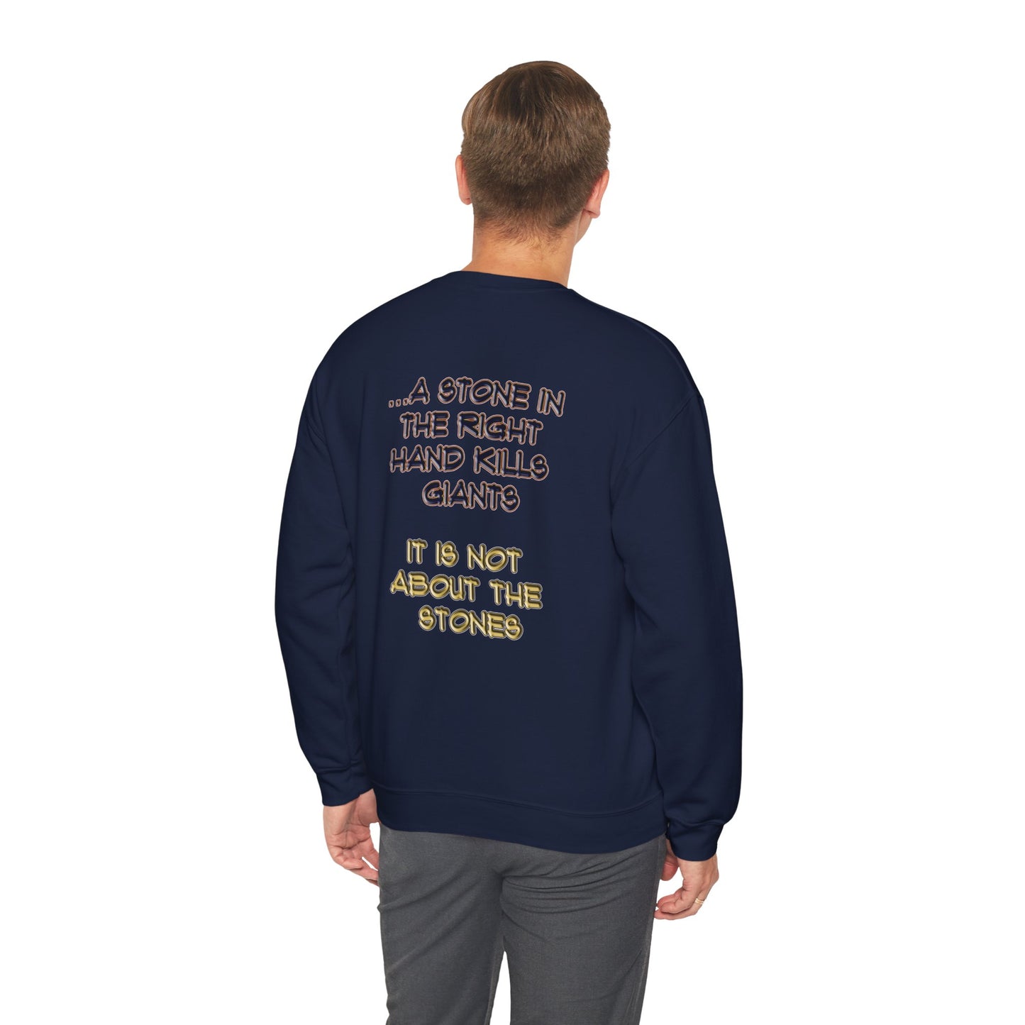 A Stone In The Right Hand Kills Giants Christian Sweatshirt - David and Goliath Faith Apparel - Biblical Wisdom Crewneck