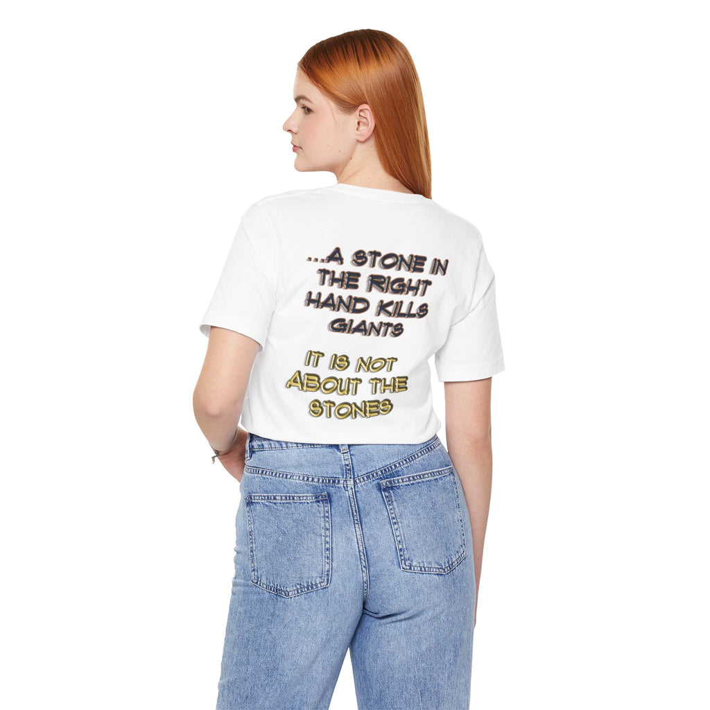 "A Stone - T-Shirt: Genesis 4:8 | 1 Samuel 17:49-50 | Two Men, Two Hearts"