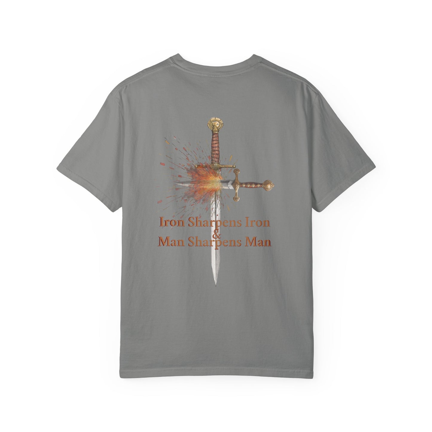 Iron Sharpens Iron Christian T-Shirt - Proverbs 27:17 Faith Apparel - Man Sharpens Man Inspirational Clothing