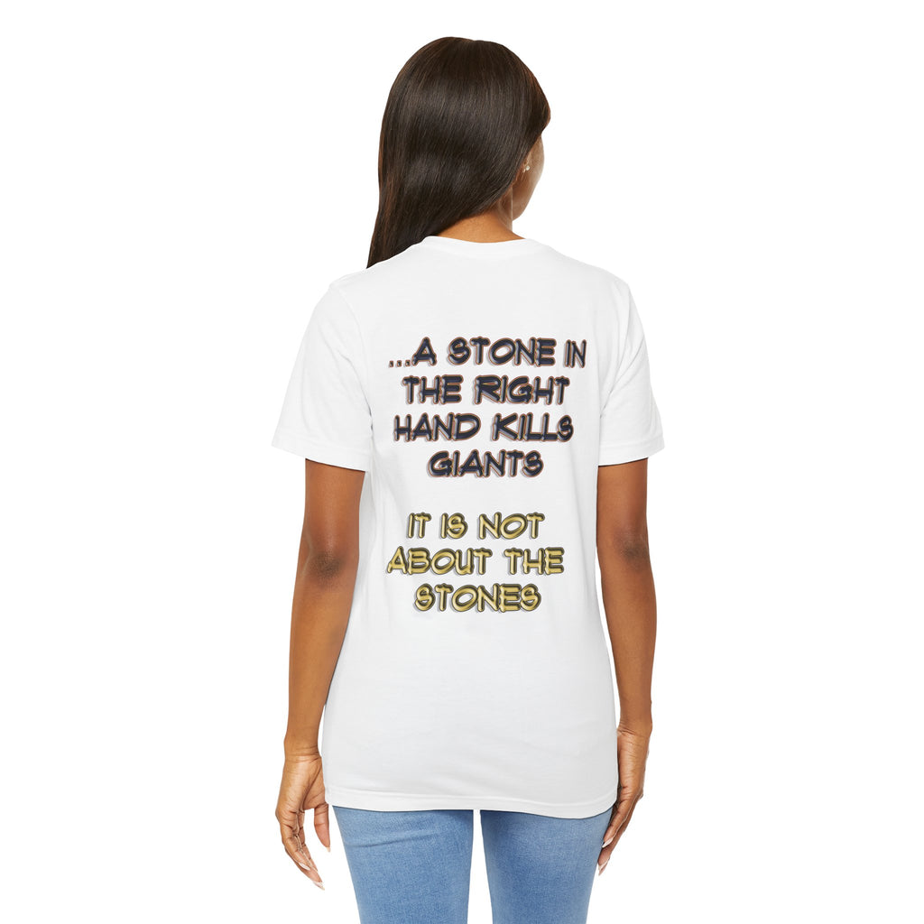 "A Stone - T-Shirt: Genesis 4:8 | 1 Samuel 17:49-50 | Two Men, Two Hearts"