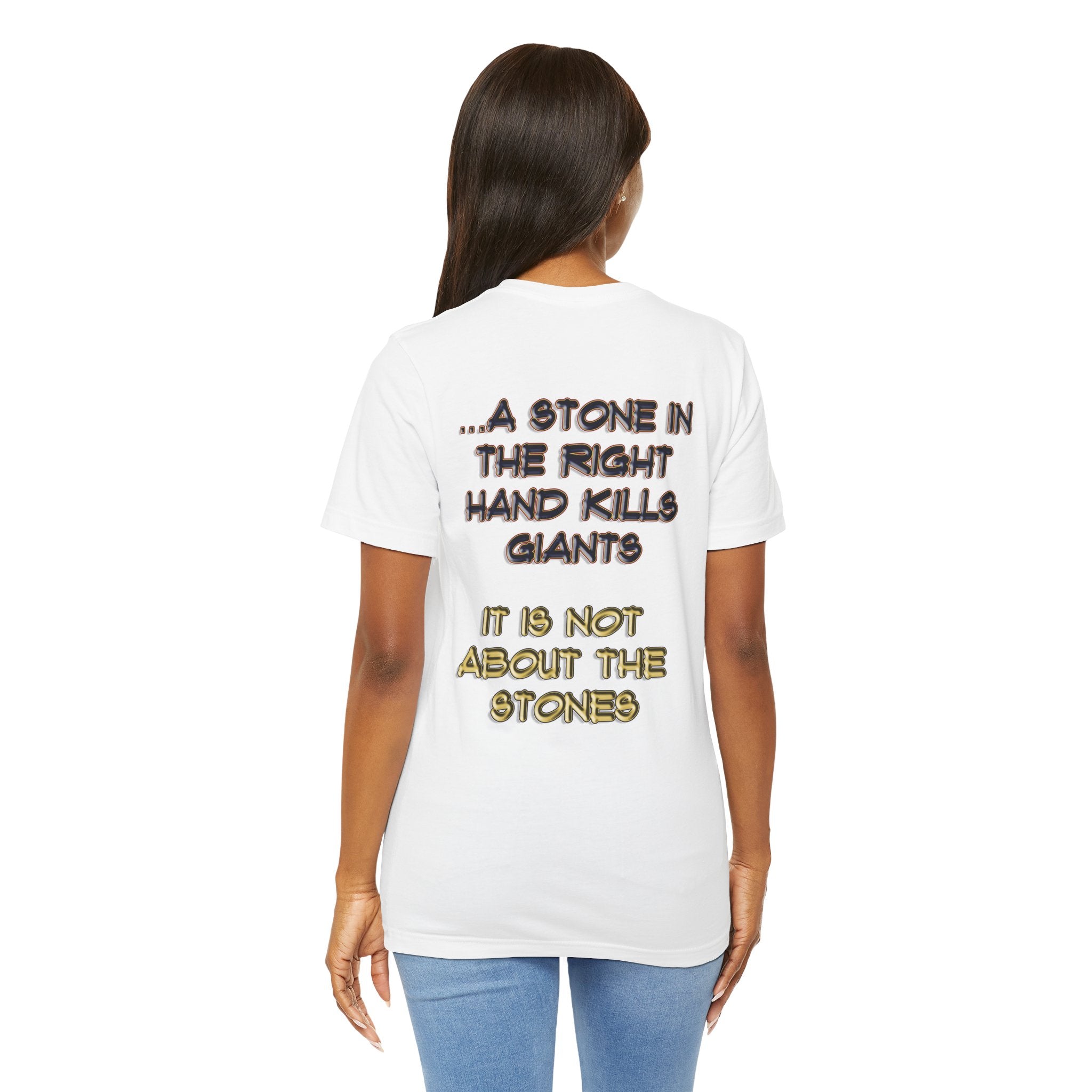 "A Stone - T-Shirt: Genesis 4:8 | 1 Samuel 17:49-50 | Two Men, Two Hearts"