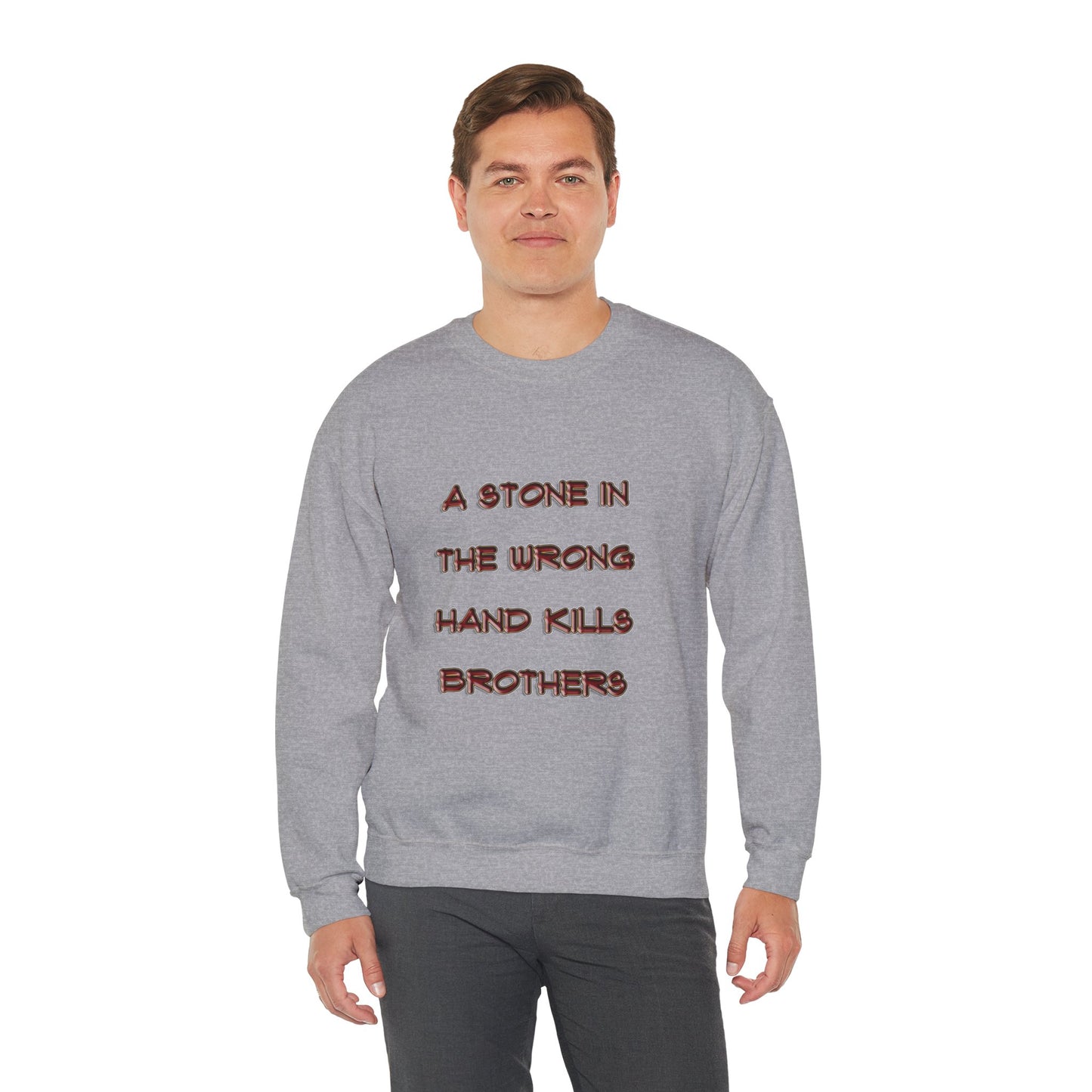 A Stone In The Right Hand Kills Giants Christian Sweatshirt - David and Goliath Faith Apparel - Biblical Wisdom Crewneck