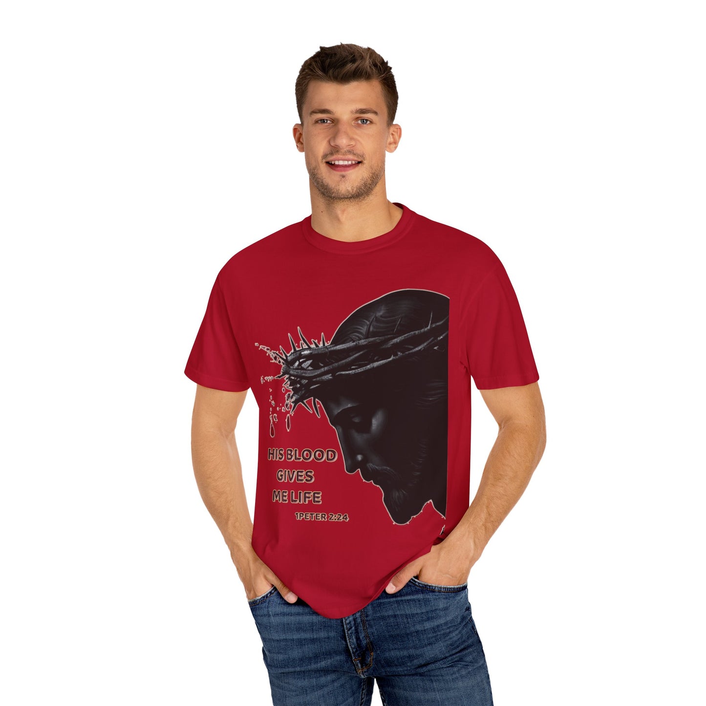 His Blood Gives Me Life Christian T-Shirt | Religious Apparel | Comfort Colors Spiritual Gift