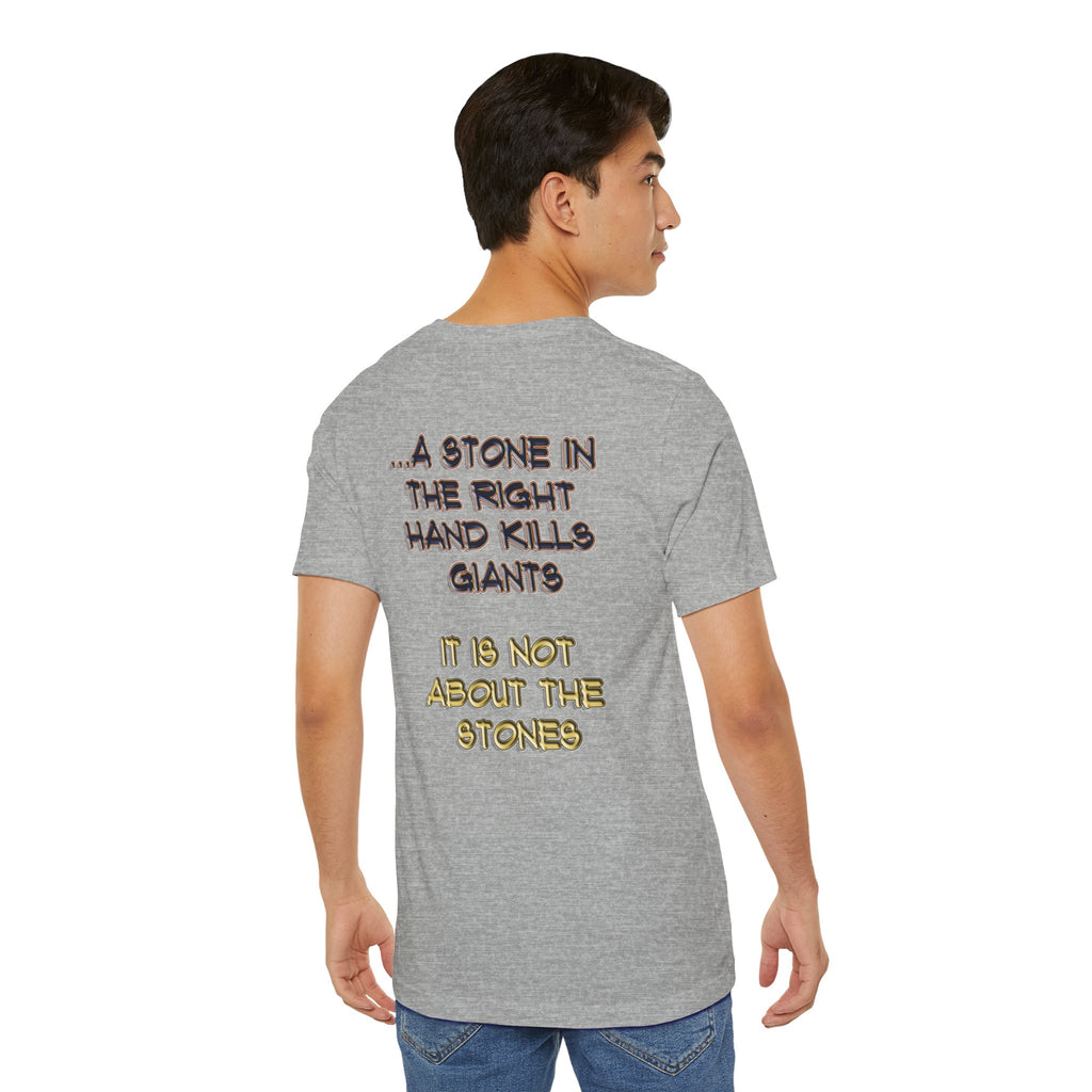 "A Stone - T-Shirt: Genesis 4:8 | 1 Samuel 17:49-50 | Two Men, Two Hearts"
