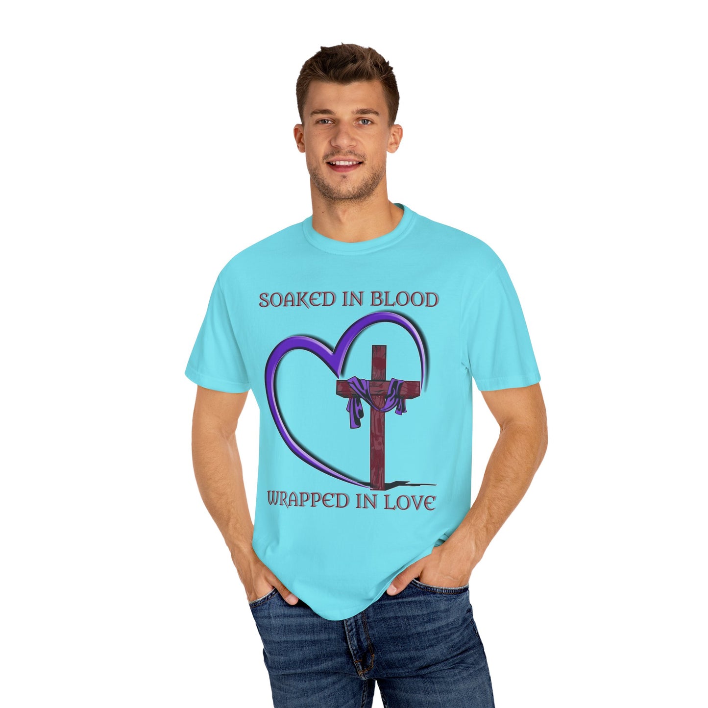 Soaked in Blood Wrapped in Love Christian T-Shirt | Religious Apparel | Comfort Colors Spiritual Gift