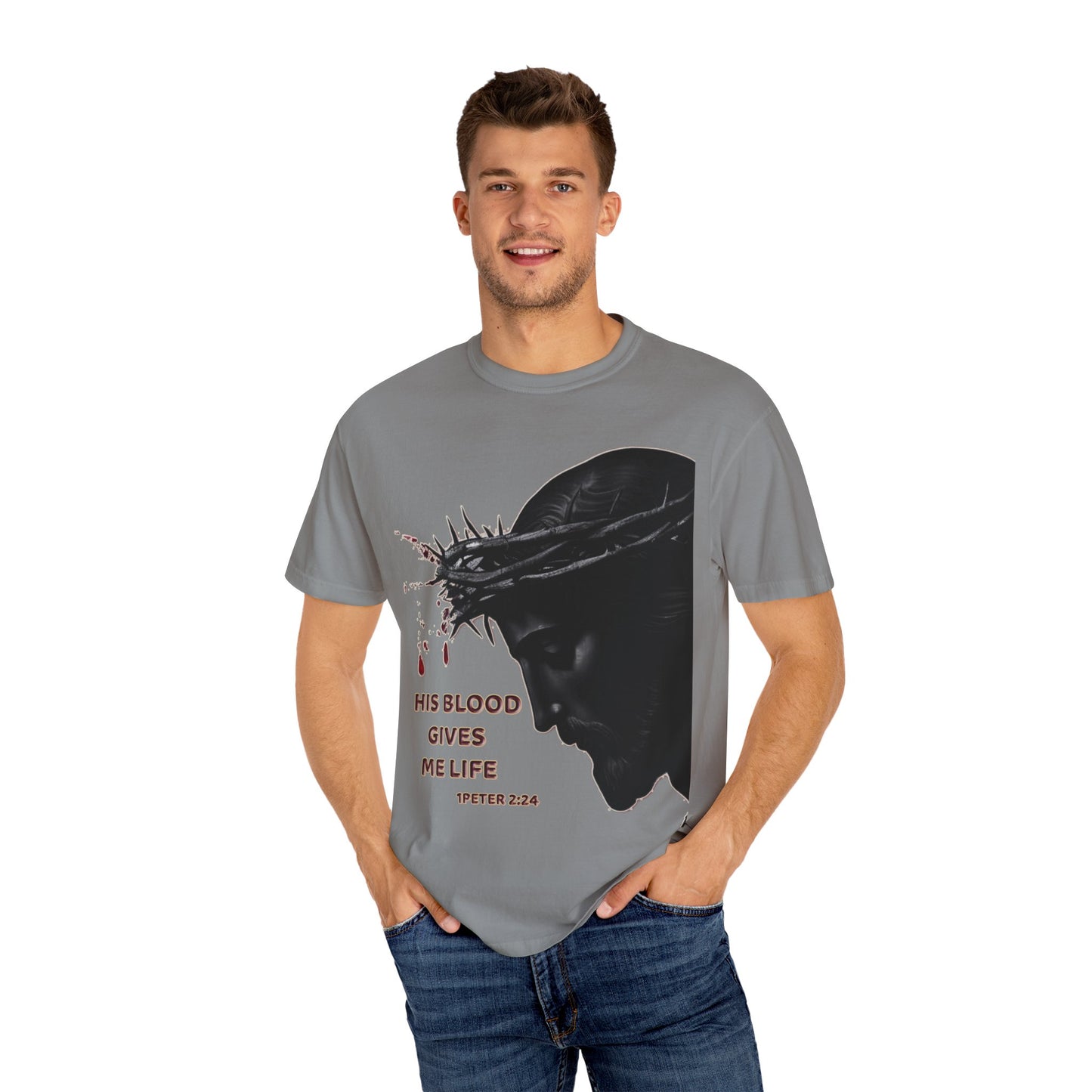 His Blood Gives Me Life Christian T-Shirt | Religious Apparel | Comfort Colors Spiritual Gift