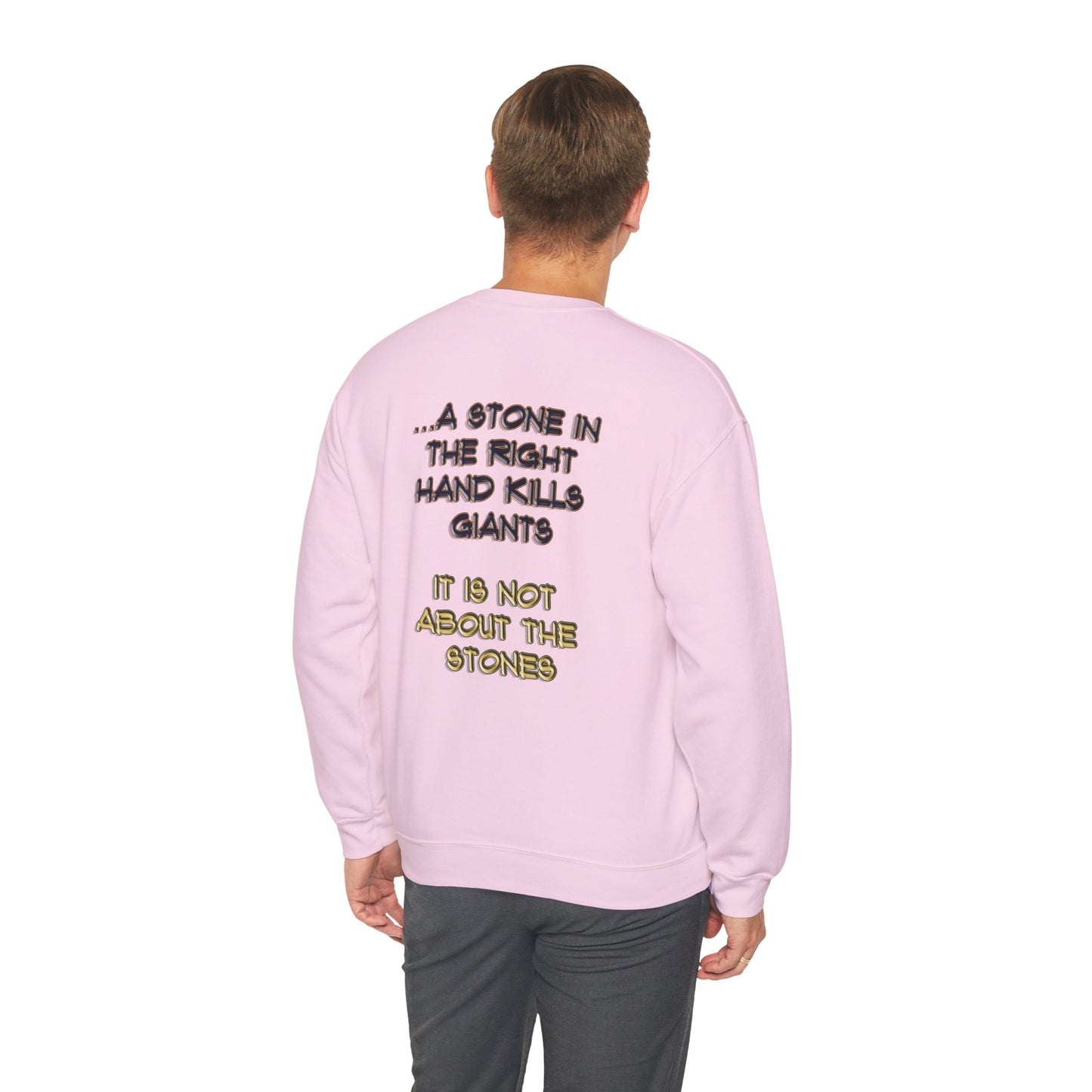 A Stone In The Right Hand Kills Giants Christian Sweatshirt - David and Goliath Faith Apparel - Biblical Wisdom Crewneck