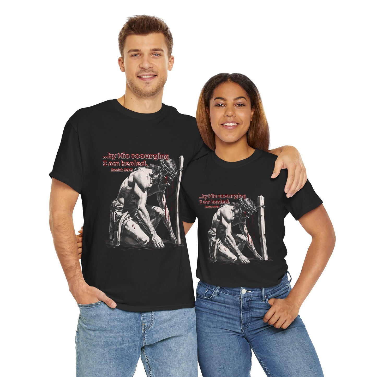 By His Strips - T-Shirt, Faith Inspired Gift, Spiritual Apparel, Church Wear