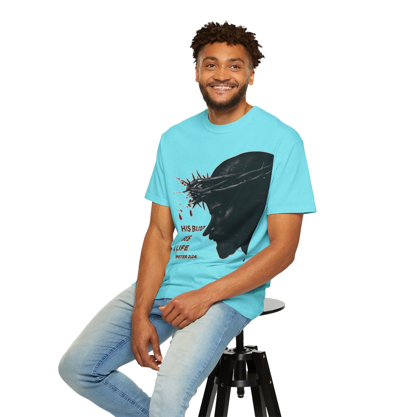 His Blood Gives Me Life Christian T-Shirt | Religious Apparel | Comfort Colors Spiritual Gift