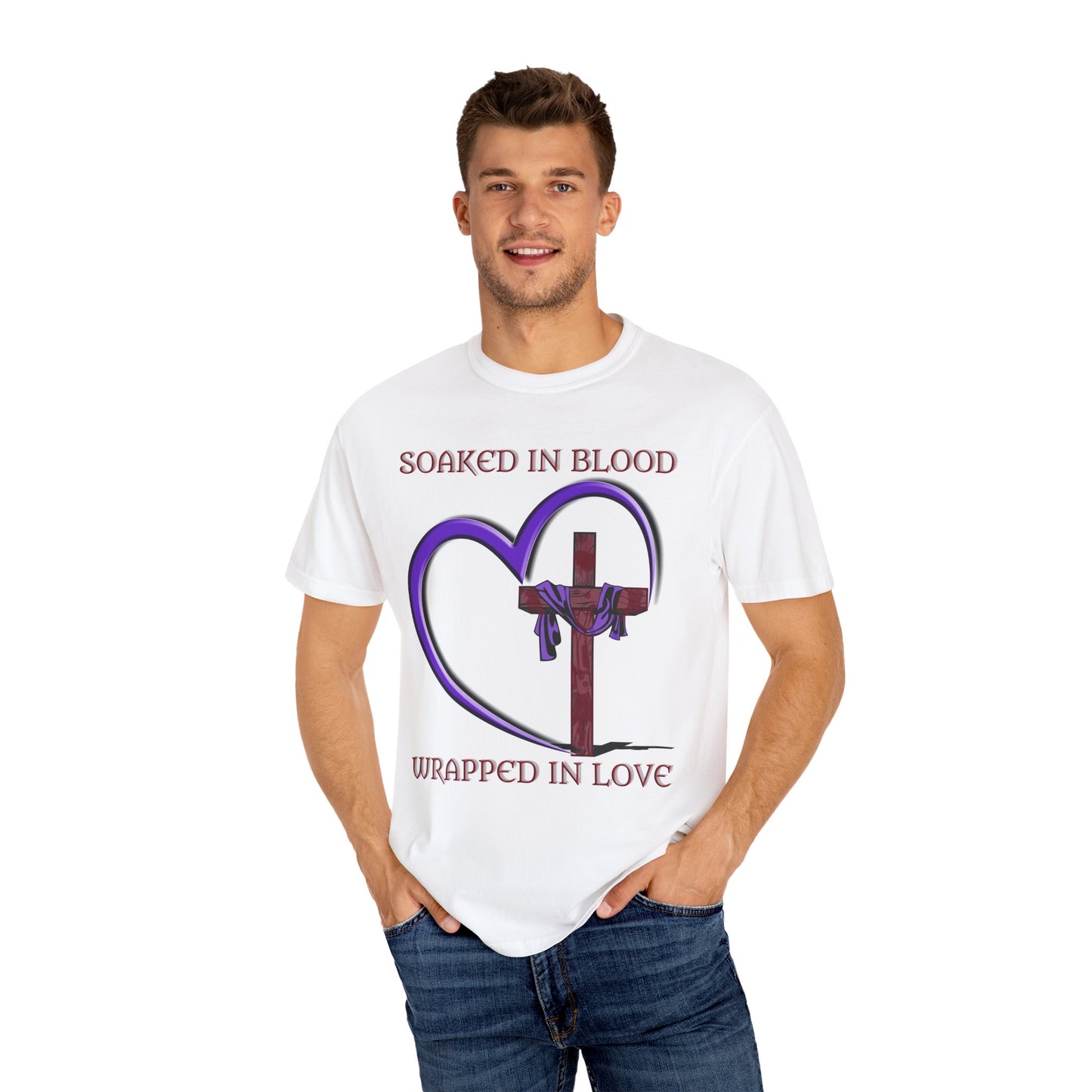 Soaked in Blood Wrapped in Love Christian T-Shirt | Religious Apparel | Comfort Colors Spiritual Gift